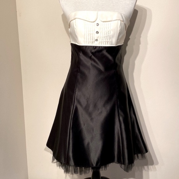 Jessica McClintock for Gunne Sax Vintage  strapless mini tuxedo dress size 7 - Picture 1 of 11